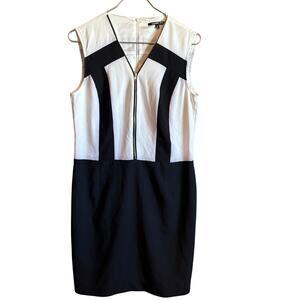 Gianni Bini Black And White Sleeveless Zipper Front Dress Size Medium
